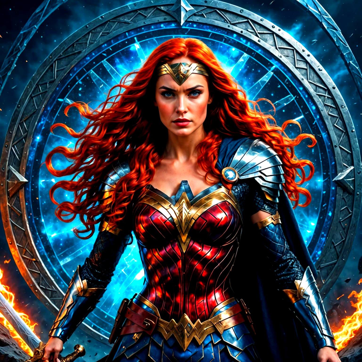 Gothic Viking Warrior Woman in Mixed Media