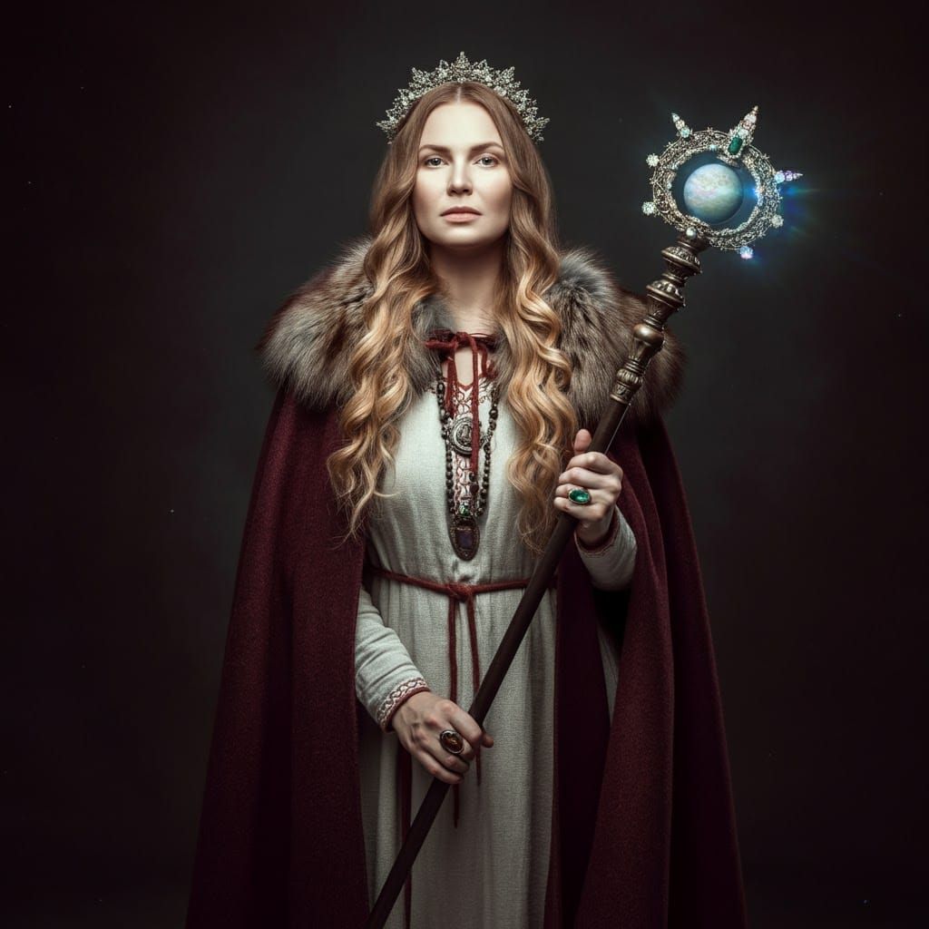 Lithuanian Goddess Indraja in Film Noir Style