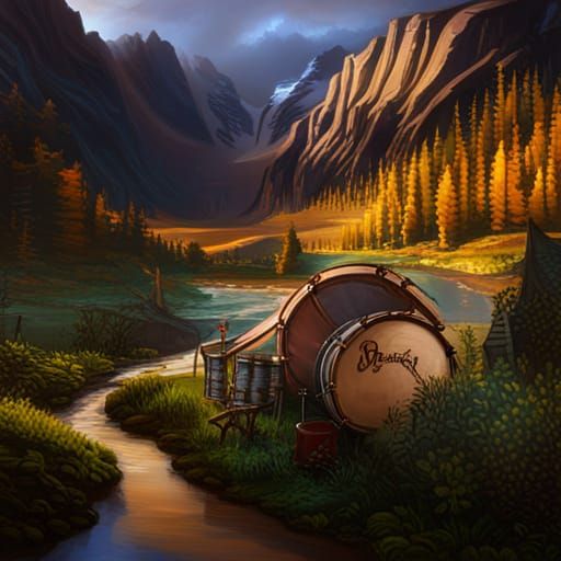 Bluegrass Band Performance Art: Detailed Matte Painting