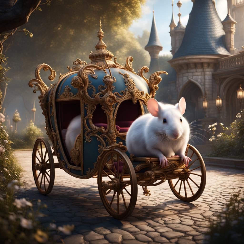 Cinderella's Carriage Pulled by Mice: Fantasy Art