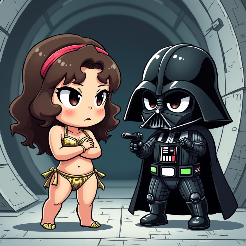 Chibi Star Wars: Leia vs Vader in Manga Style
