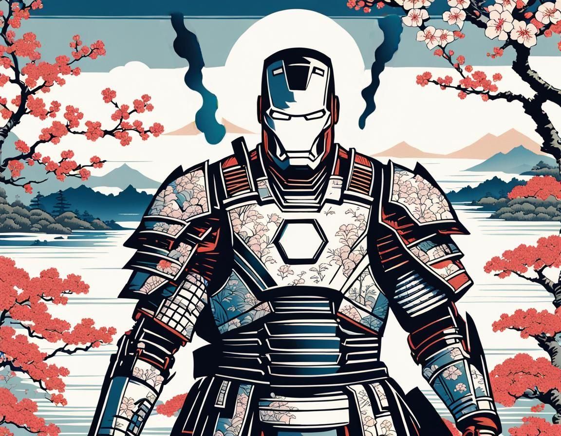 Iron Man Samurai in Ukiyo-e Style