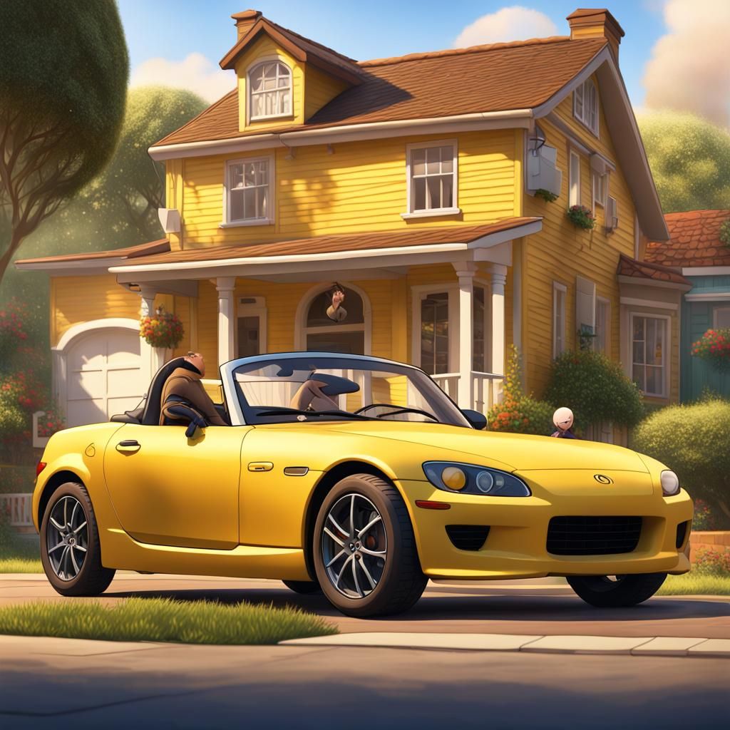 Pixar Style Animated Movie Poster of Man in Car