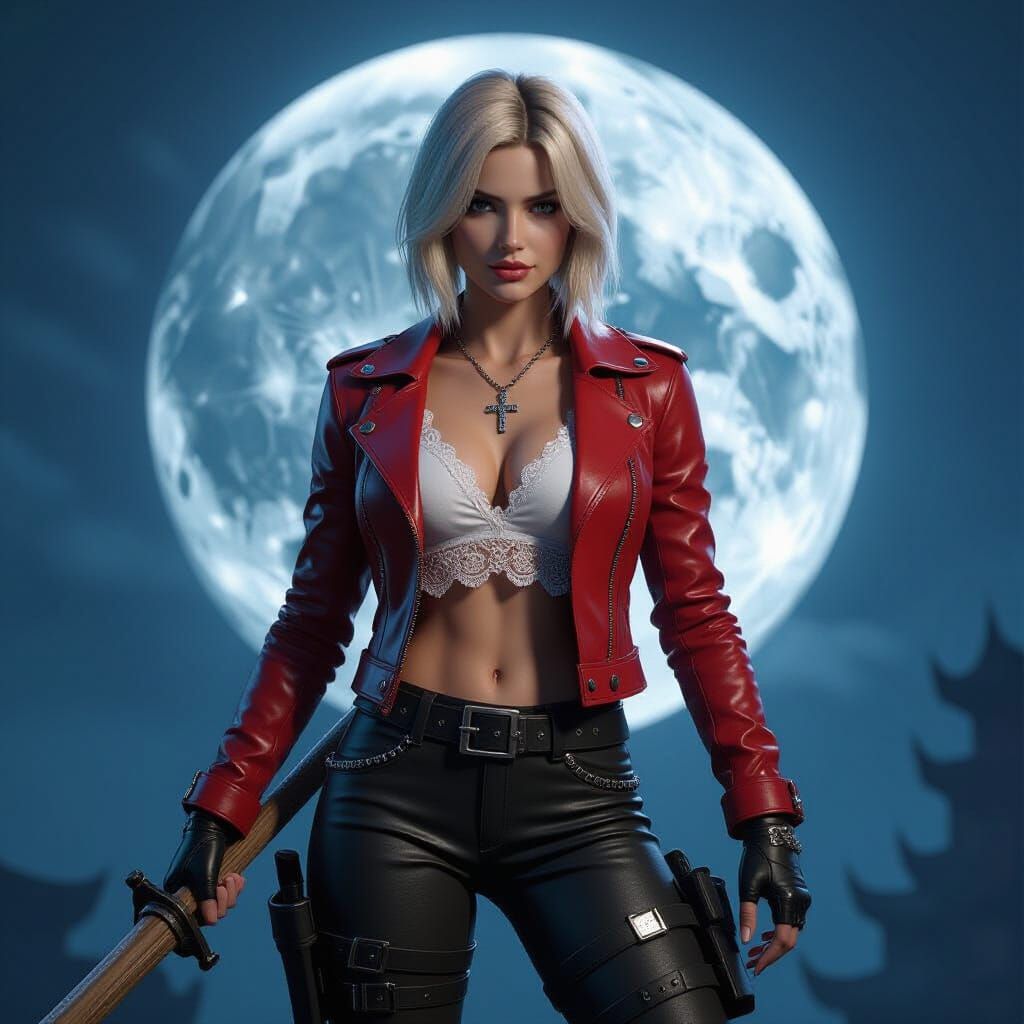 Buffy-esque Heroine in 3D Game Cinematic Style