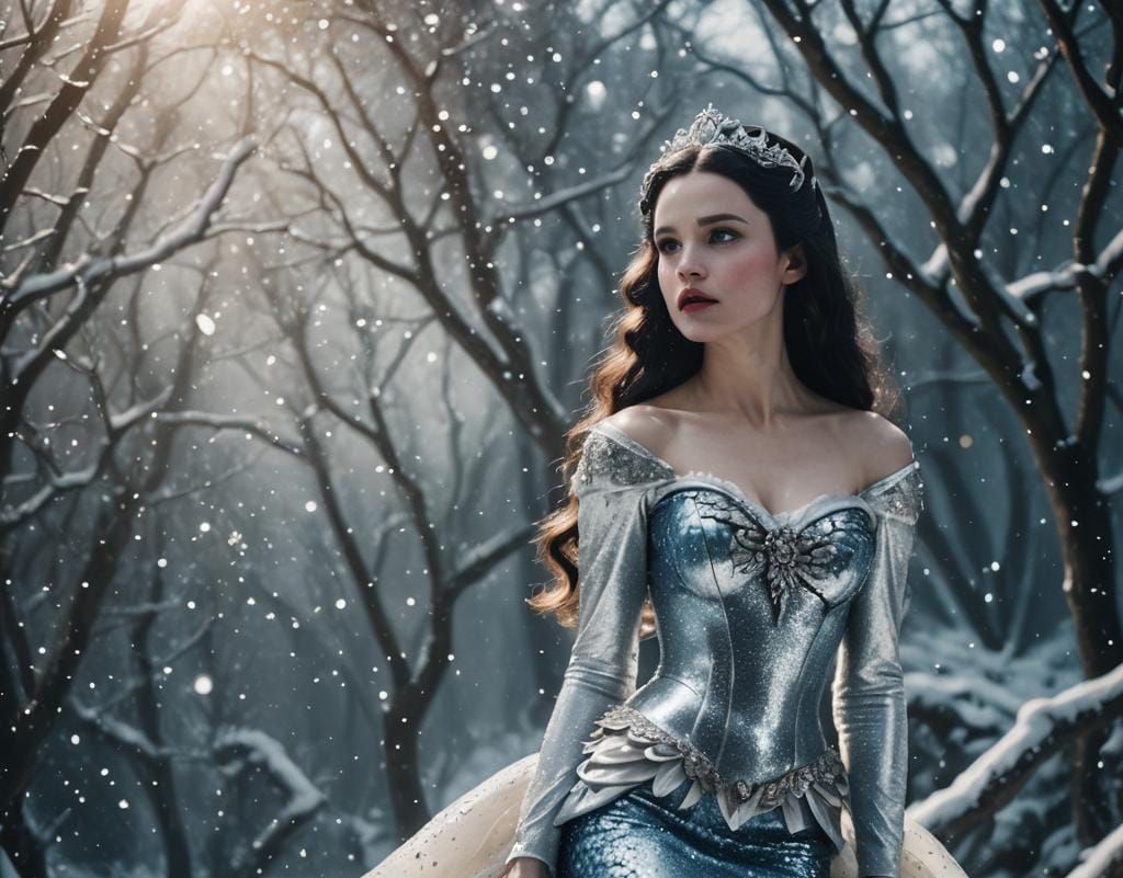 Snow White as Space Mermaid with Silver Sparkles
