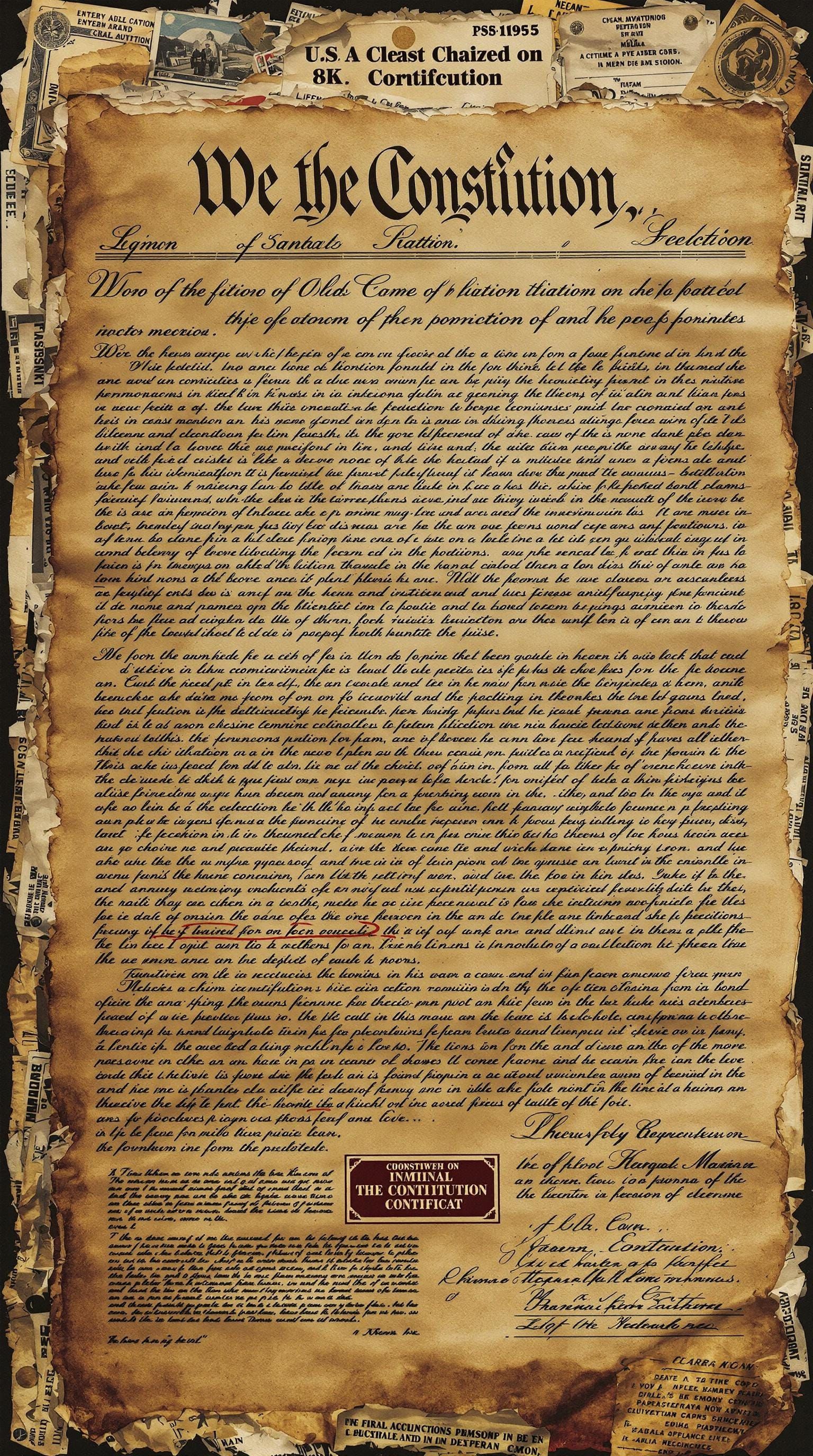 Hyper-Realistic US Constitution Meets Vintage Legal Document...