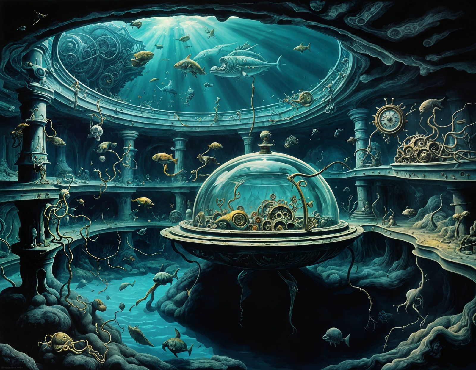 Surreal Sci-Fi Underwater Mechanical Dreamscape