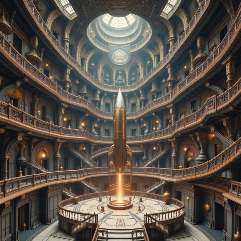 Impossible Rocket Construction in Escher Style