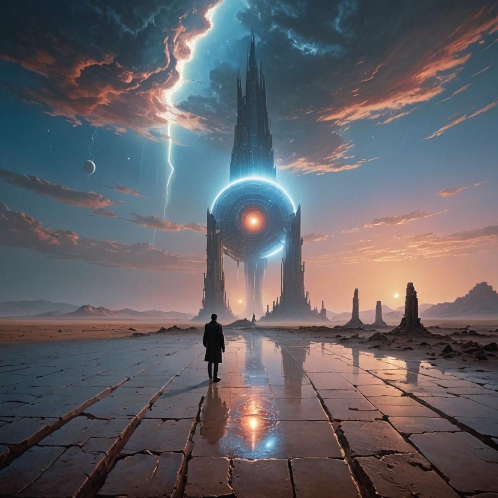 Monumental Alien Ruins in Surrealist Style