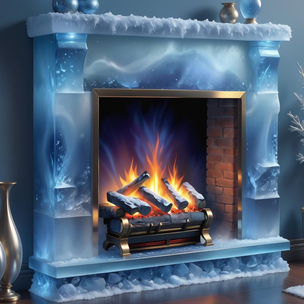 Icy Fireplace in Ethereal Fantasy Style