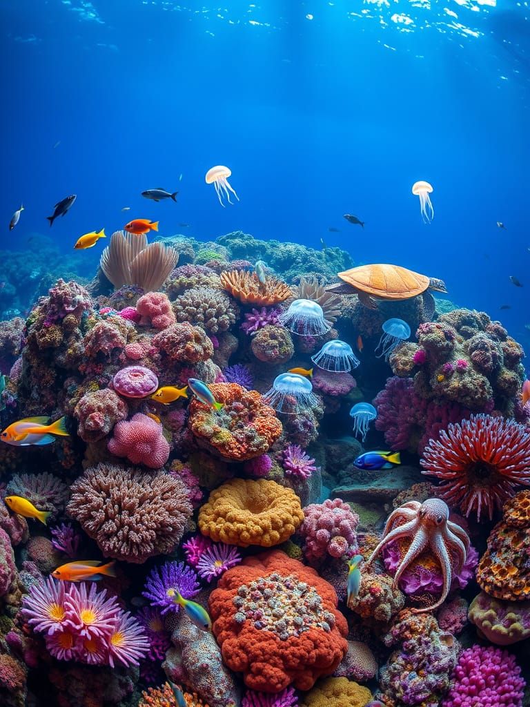 Vibrant Coral Reef Ecosystem Under the Sea