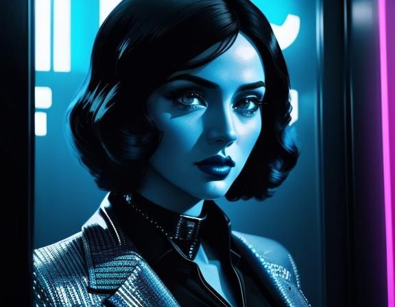 High Contrast Blue Scene in Film Noir Style