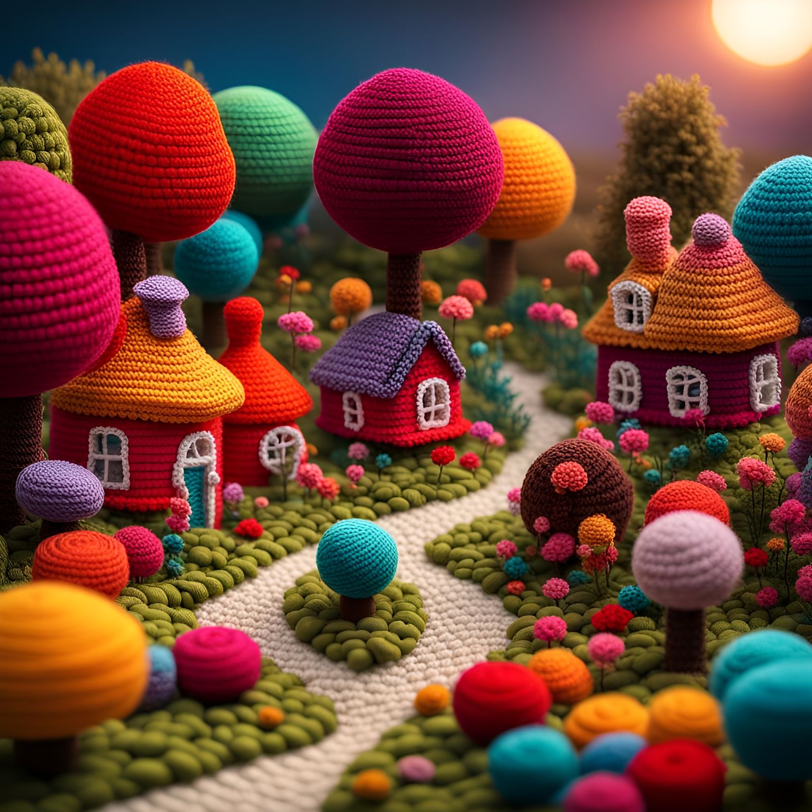 Crochet village