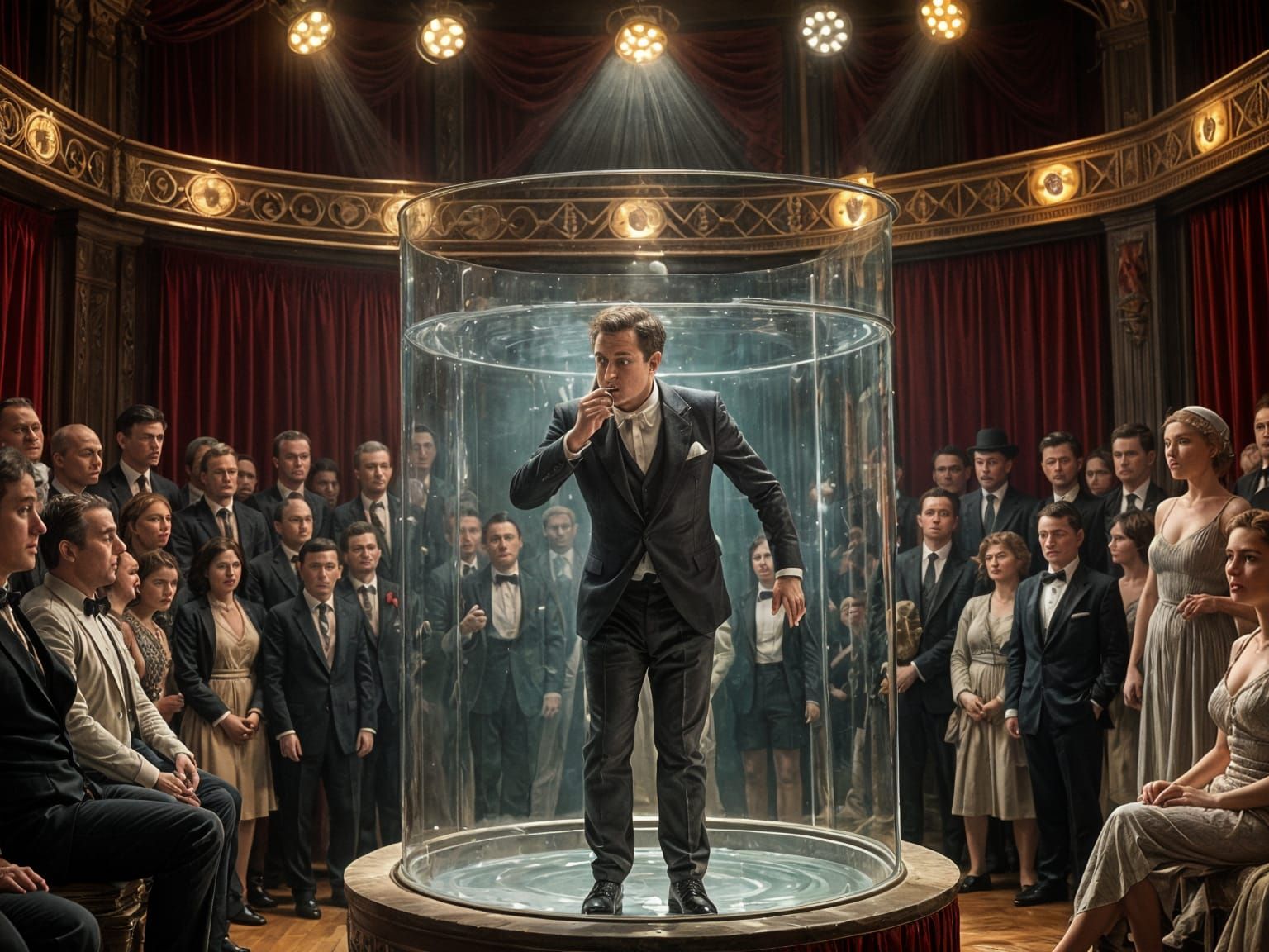 Dramatic Moment of Harry Houdini's Escape Act