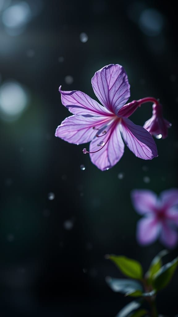 Ethereal Violet Flower in Gothic Forest, Dreamy 4K