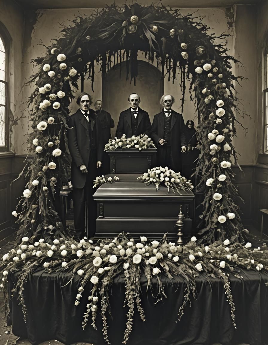 Eerie Victorian Funeral with Mourning People