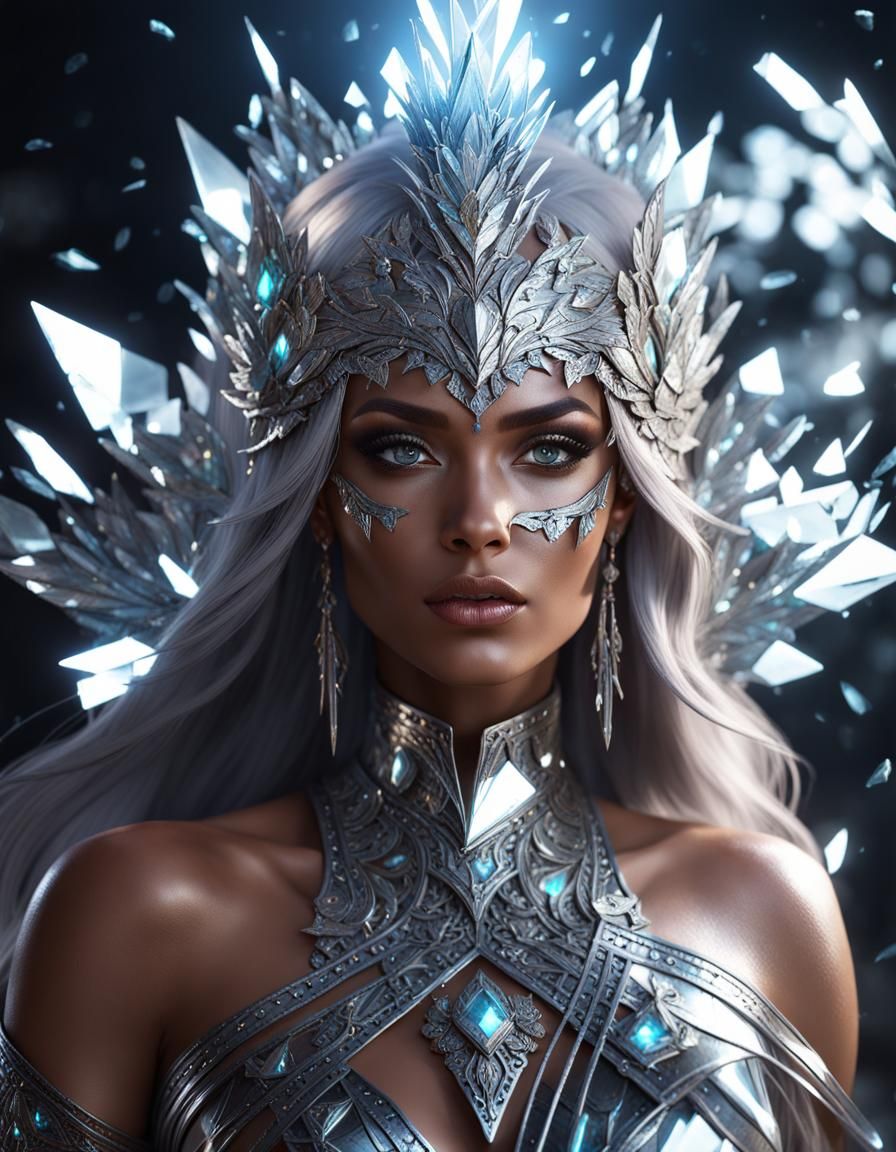 Shattered Mirror Goddess: Hyperdetailed Fantasy Portrait