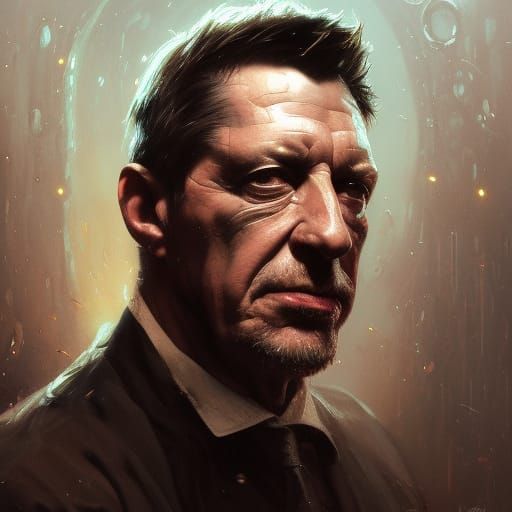 Detailed Portrait in Art Nouveau Style