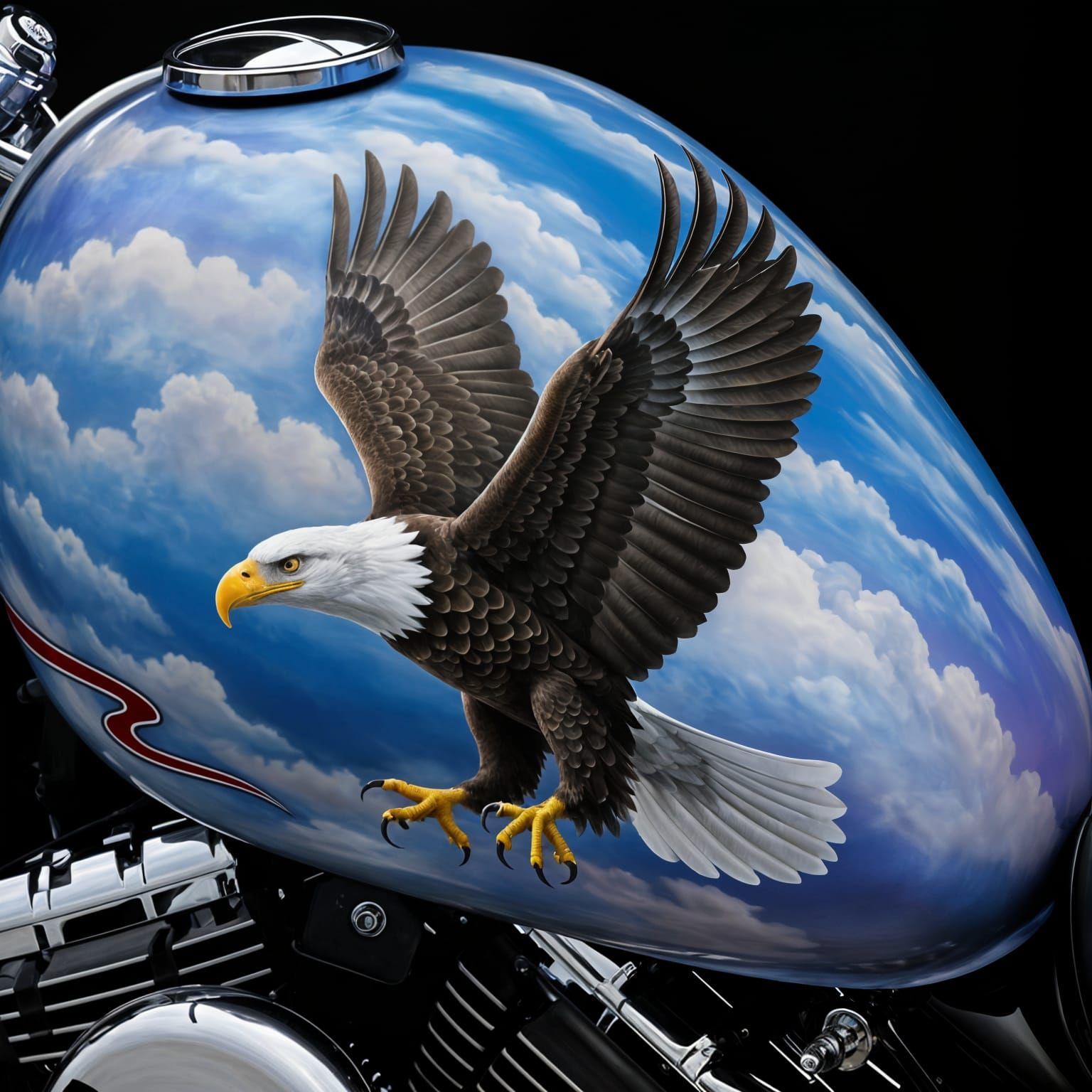 Airbrushed Eagle Soaring on Motorcycle Tank