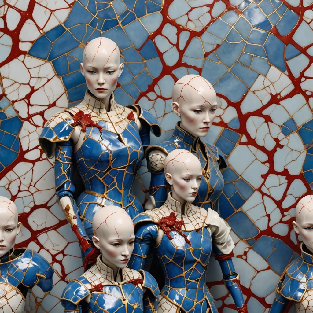 Porcelain Automaton: Kintsugi-Cracked Warforged Woman