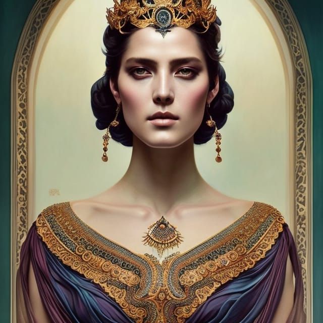 Majestic Wisdom Goddess in Vibrant Colors