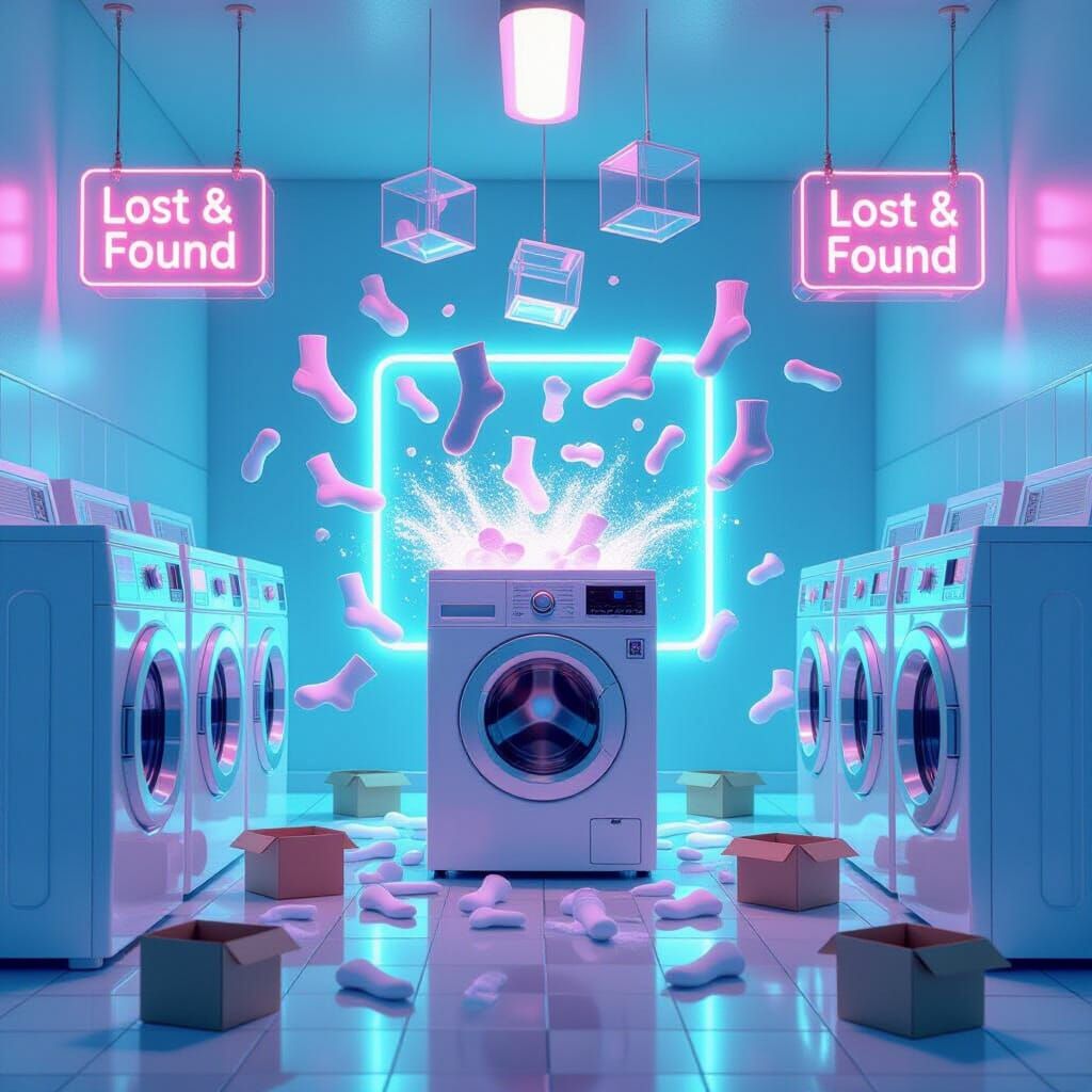 Surreal Laundromat: Socks to Plastic Box Metamorphosis