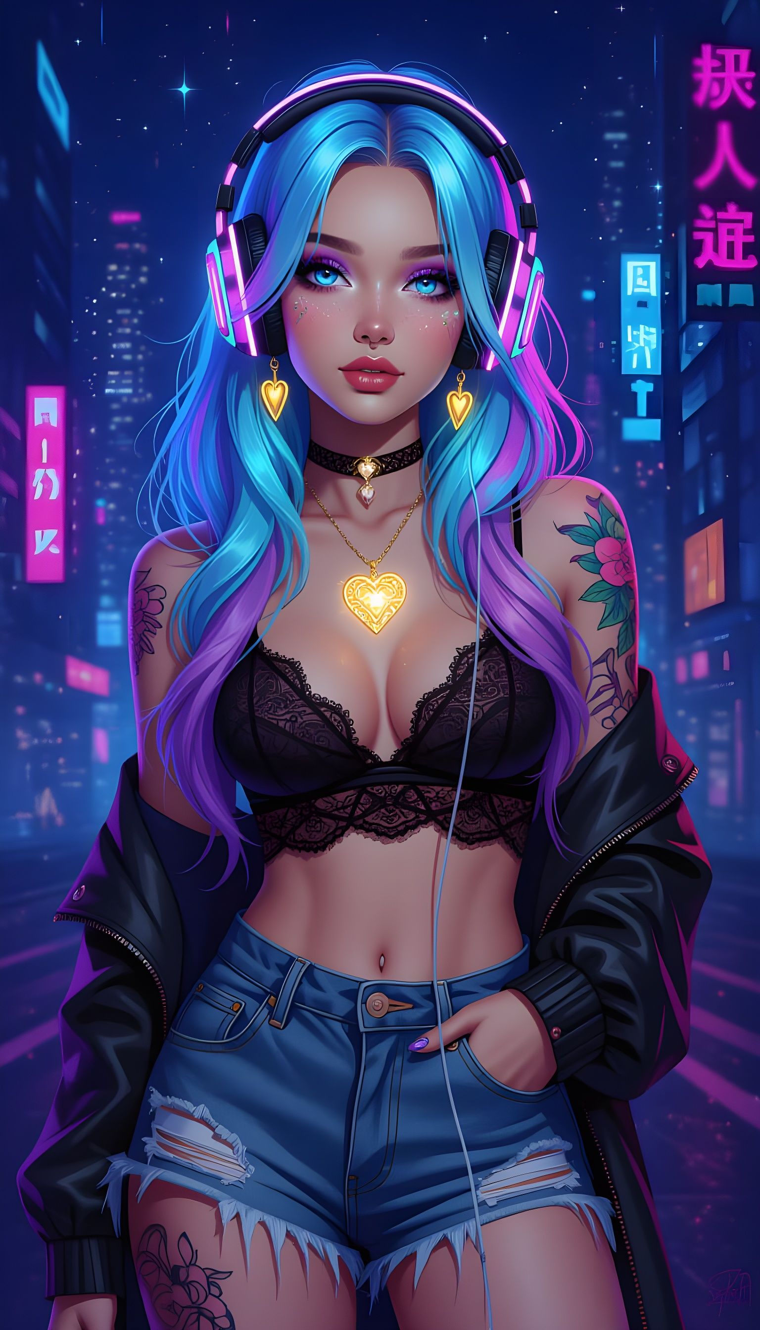 Boho Woman with Golden Heart in Digital Art Style