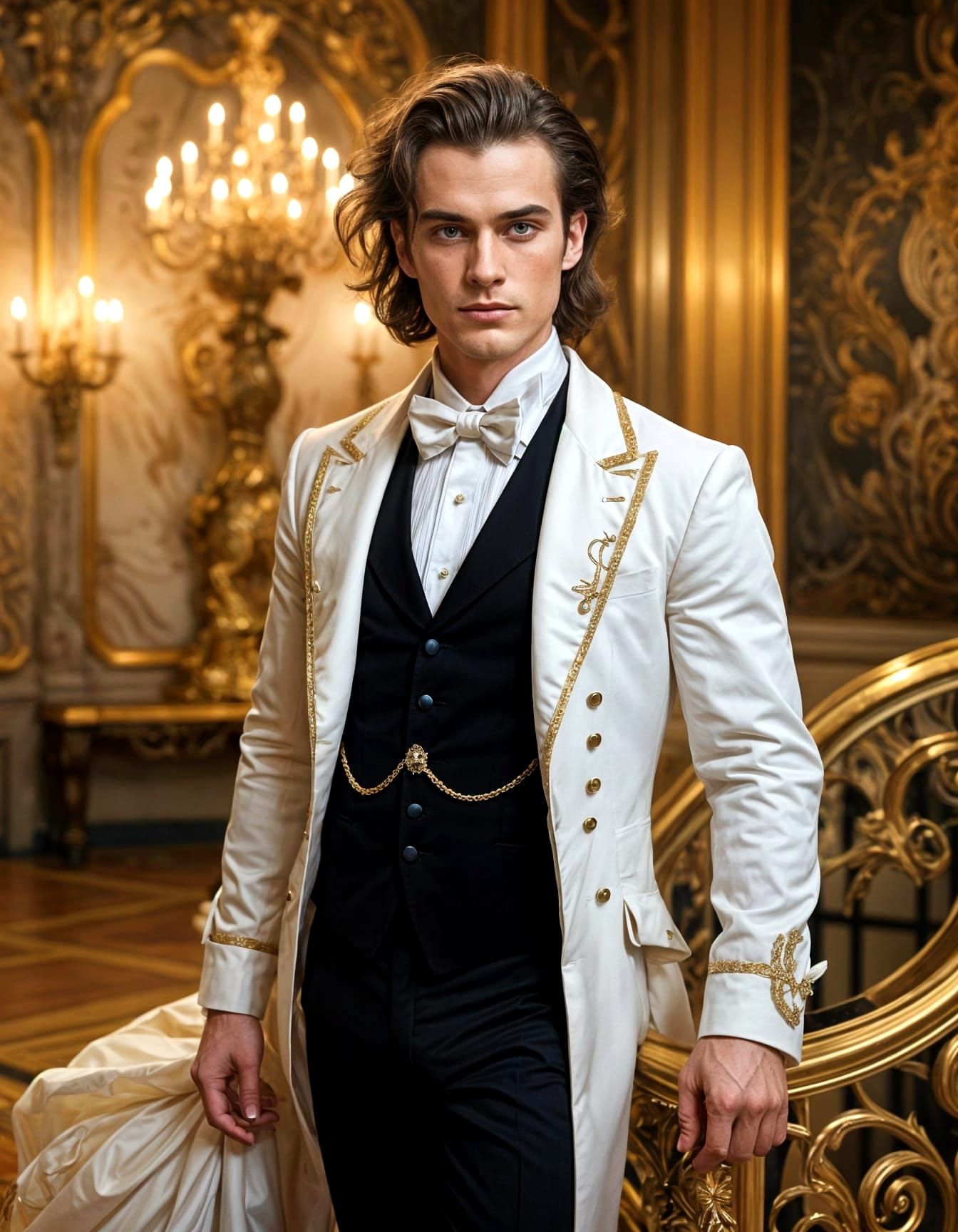 Elegant Gentleman Arrives at Midnight Ball