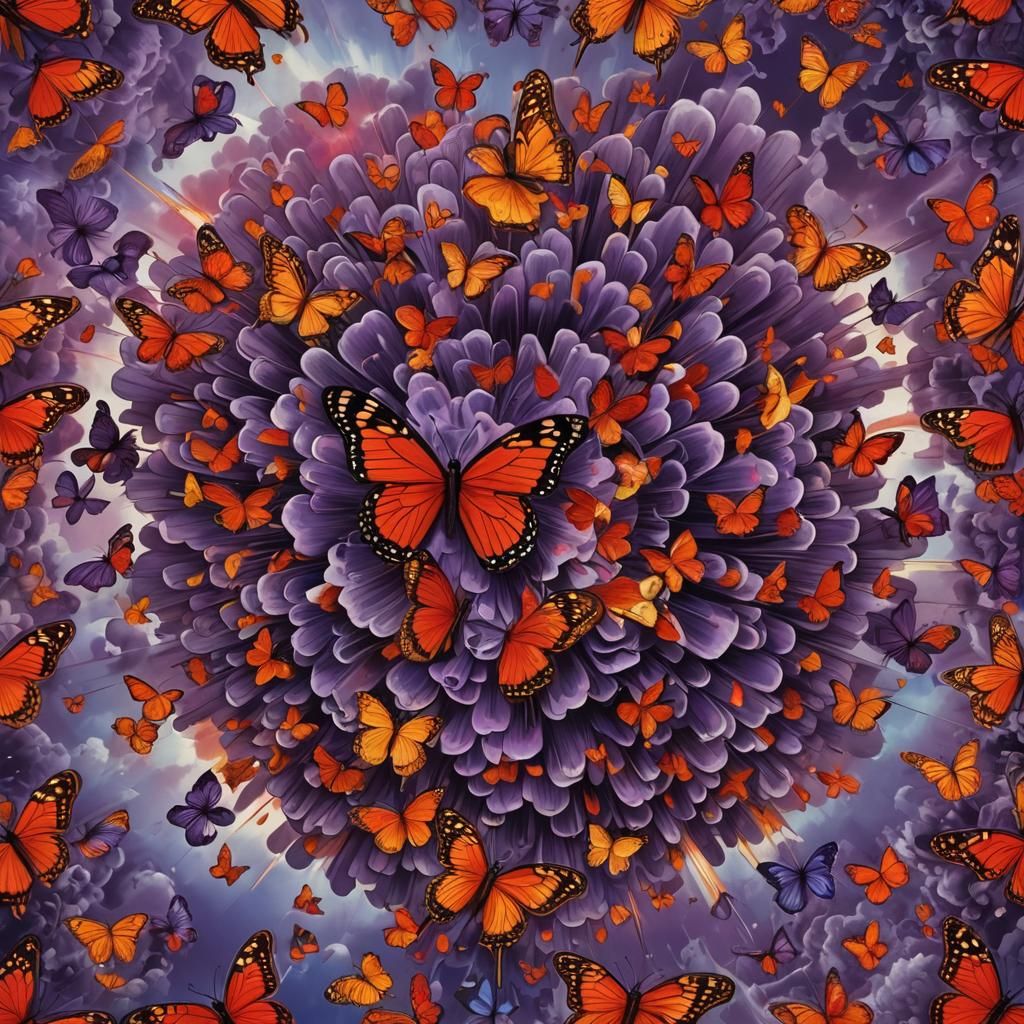 Atomic Butterfly: Surreal Explosion of Color and Light