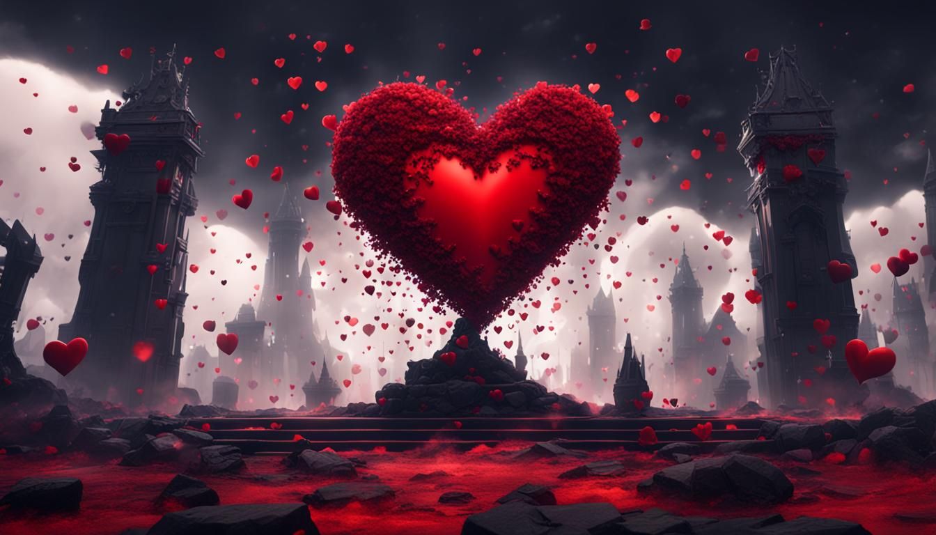 Love Stage with Black and Red Hearts