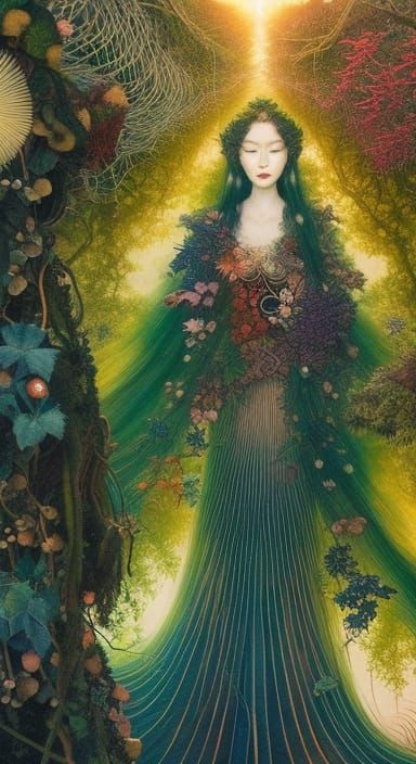 Wizard Woman in Vines: Fashion Magazine Art