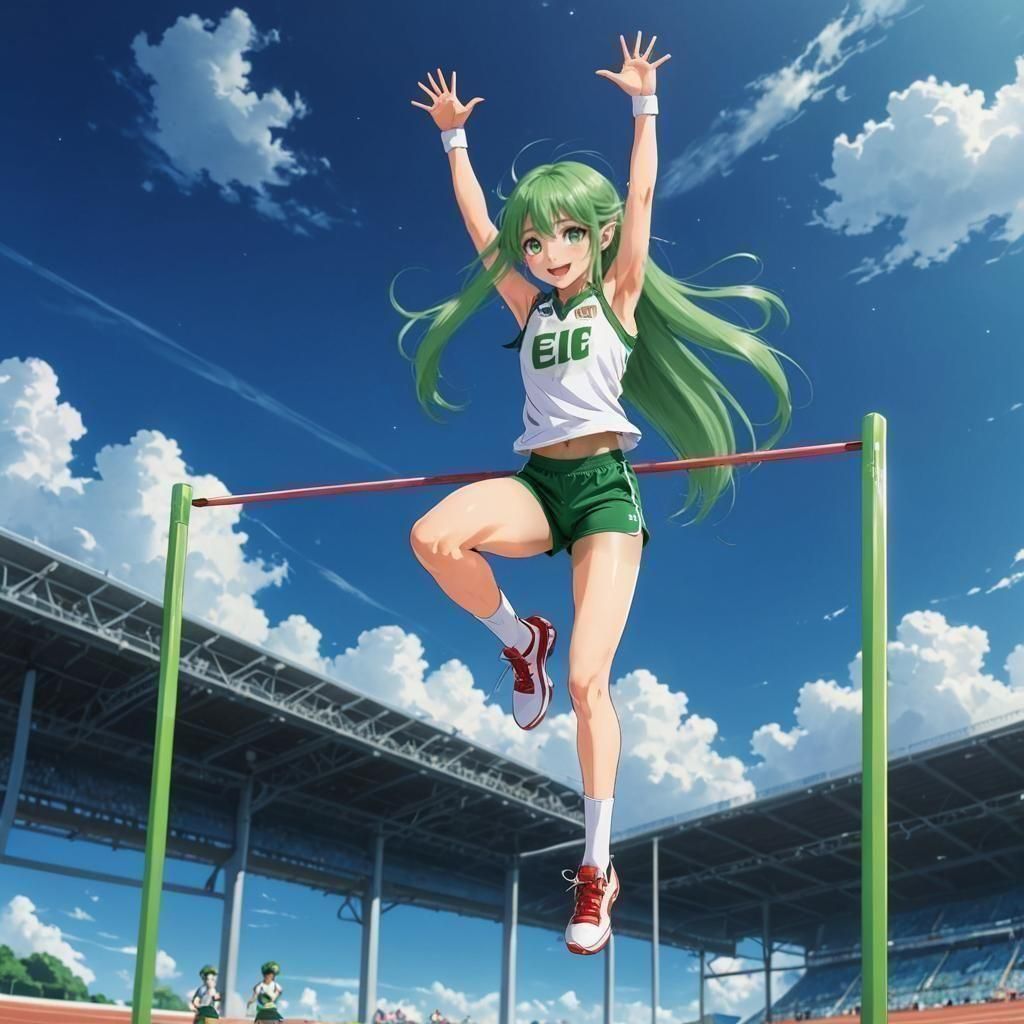 Elf High Jumper in Anime Style