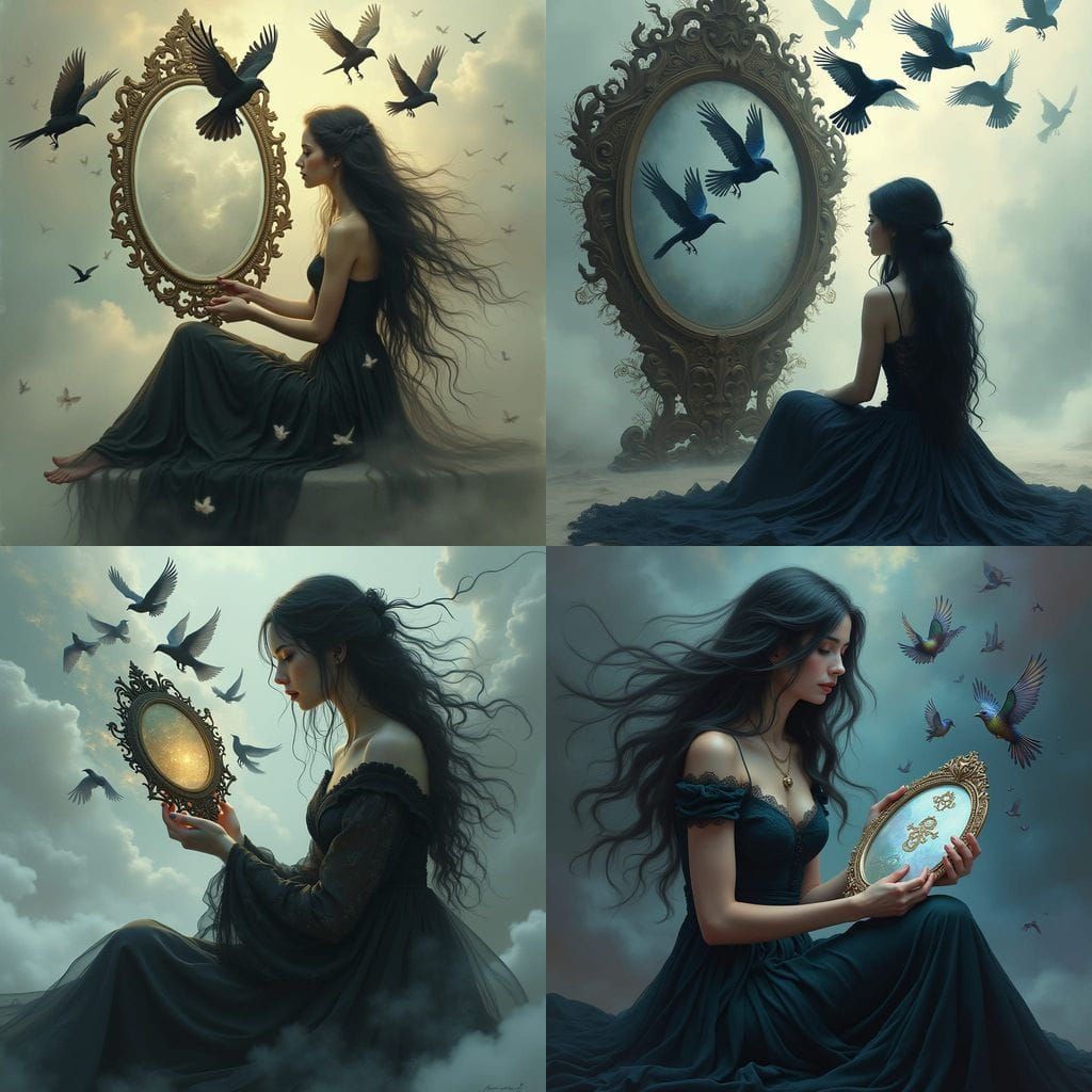 Dreamlike Woman Contemplates Mystery in a Realm of Whispers