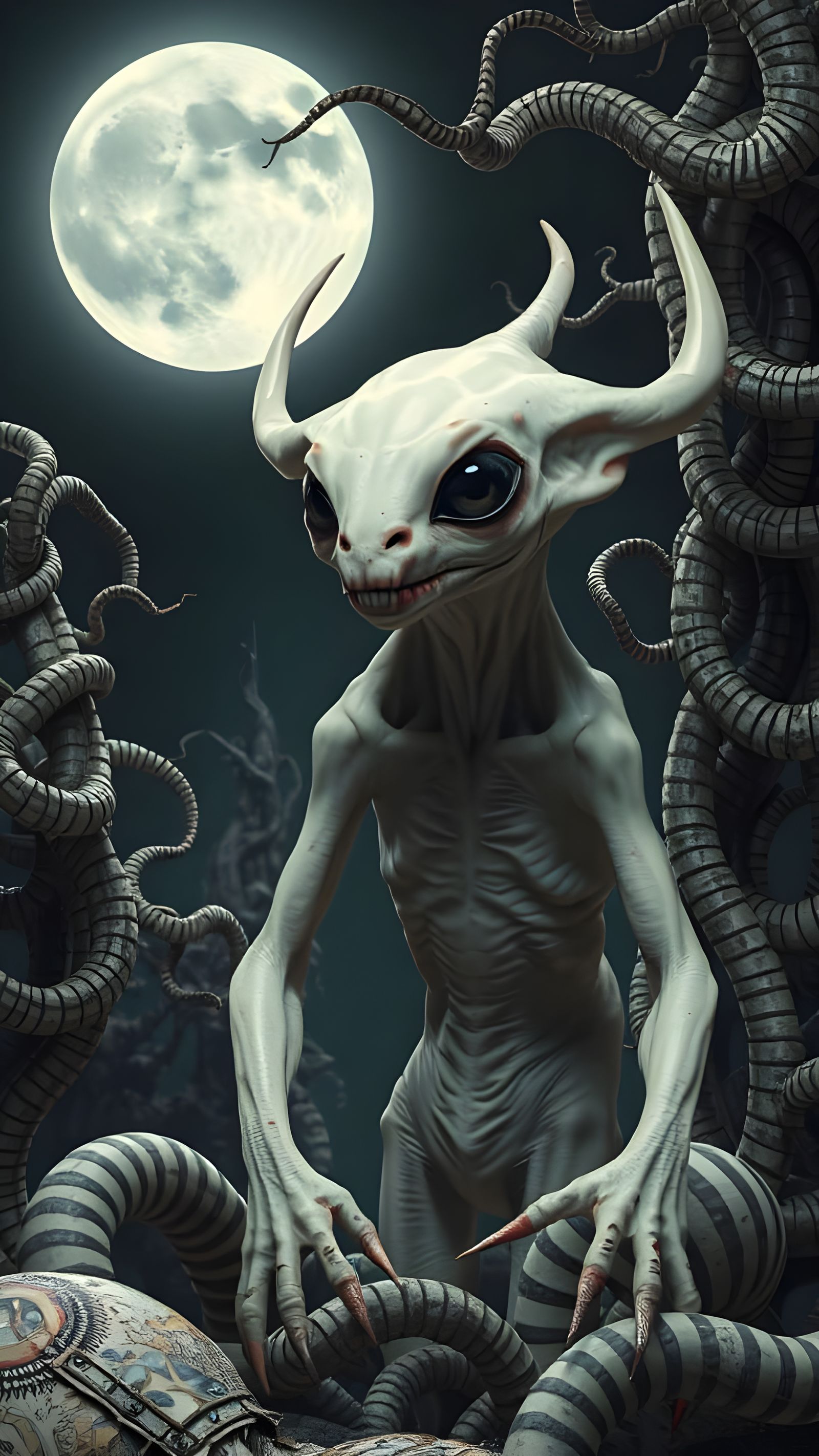 Hyper-Realistic Neo-Surrealist Moonlit Creature