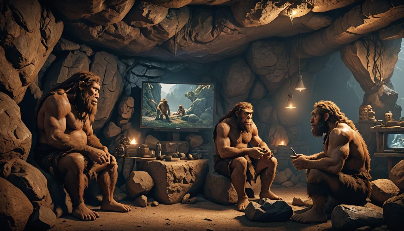 Neanderthals watching TV
