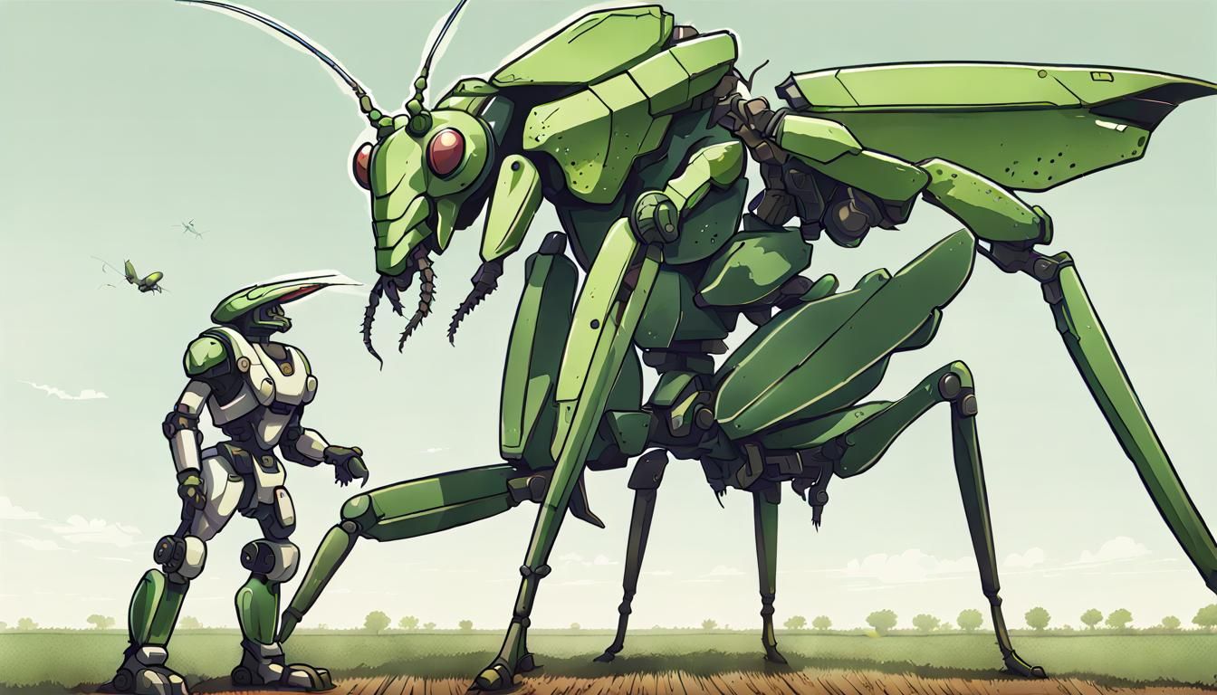 Giant Mecha Praying Mantis Farmer