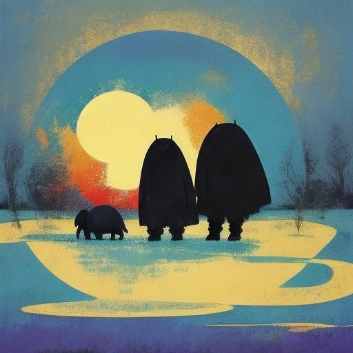 Anthropomorphic Lobsters Greet Manatee on the Beach