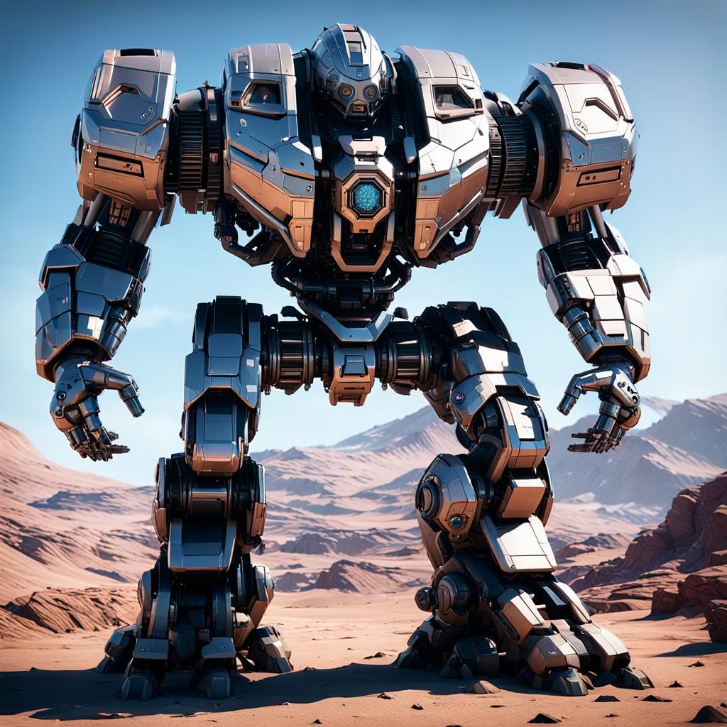 Futuristic Juggernaut Titan in Sci-Fi Landscape