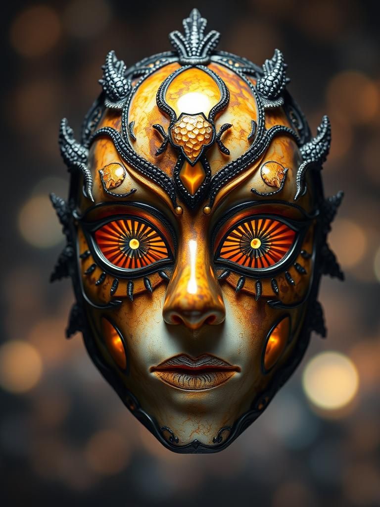 Bumblebee Jasper Mask with Moissanite Eyes