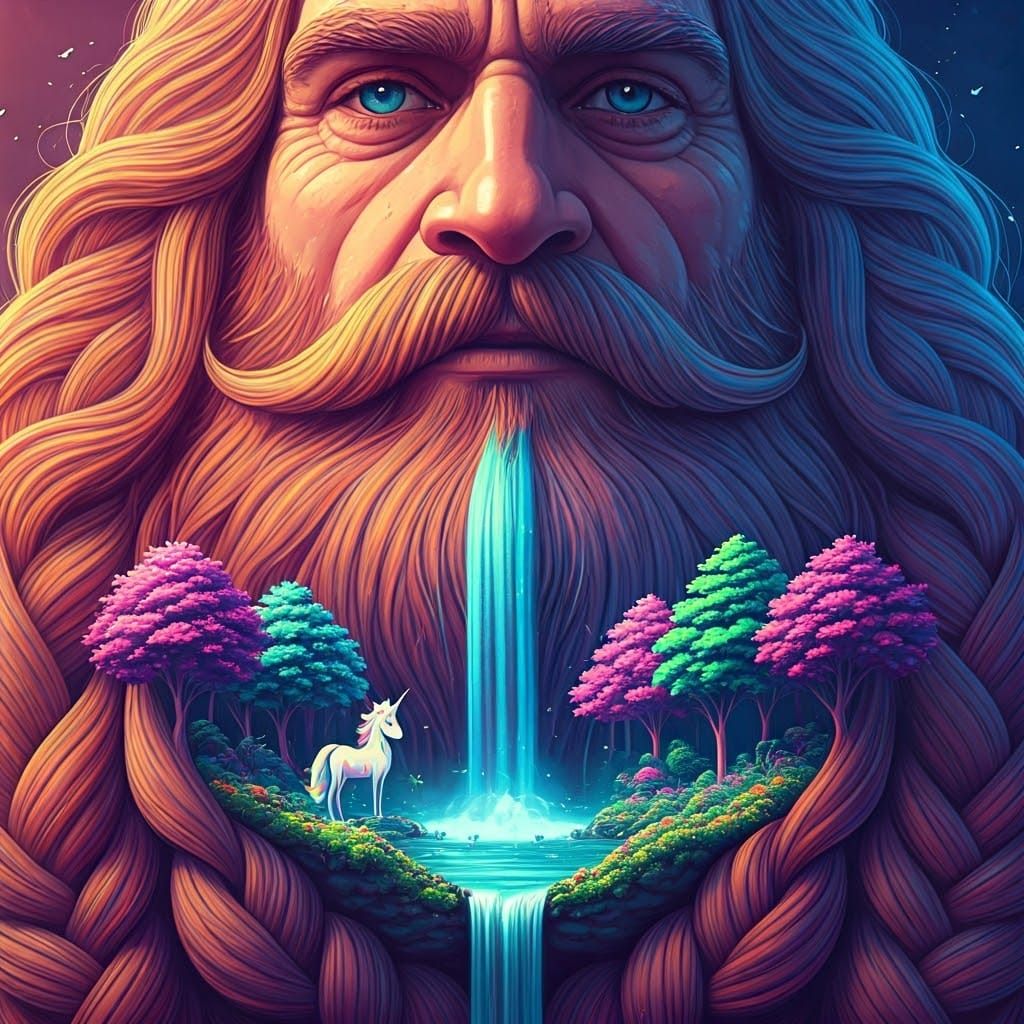 Lisa Frank Paradise Hidden in Giant's Braided Beard