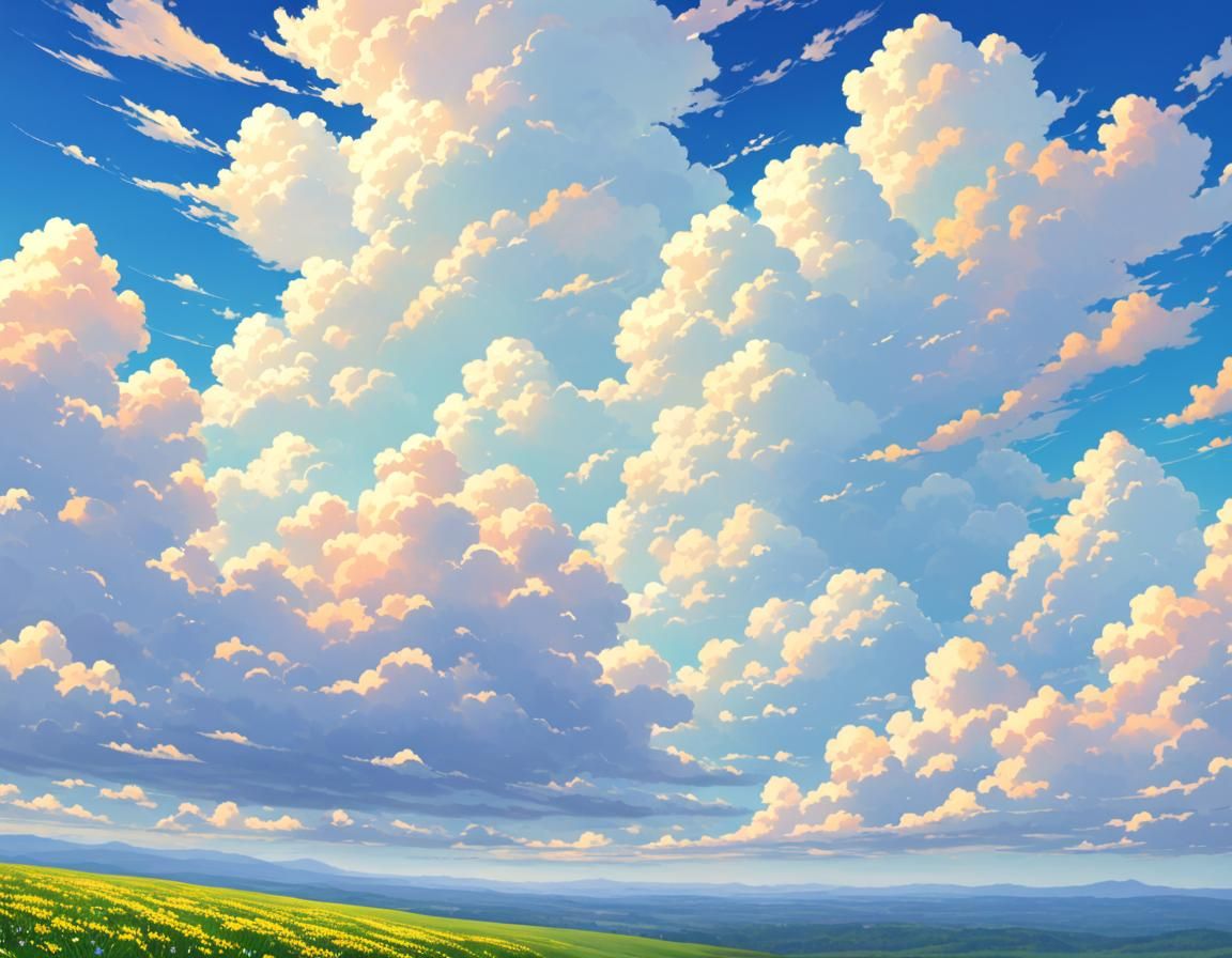 Anime Cloudscape Spring Time