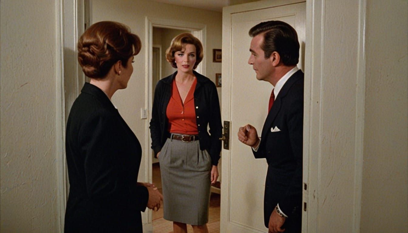 Woman in Gym on Apartment Threshold in Conversation