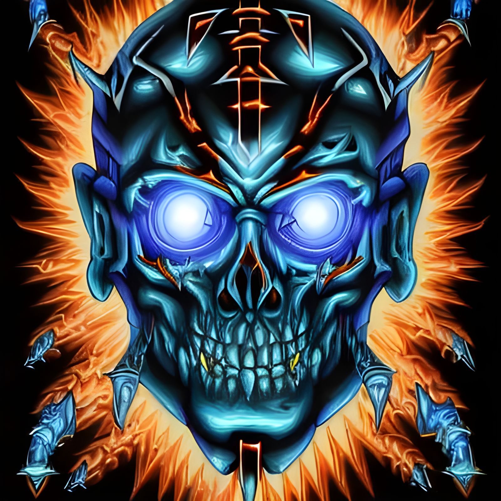 Electrifying Horror Face in Heavy Metal Style