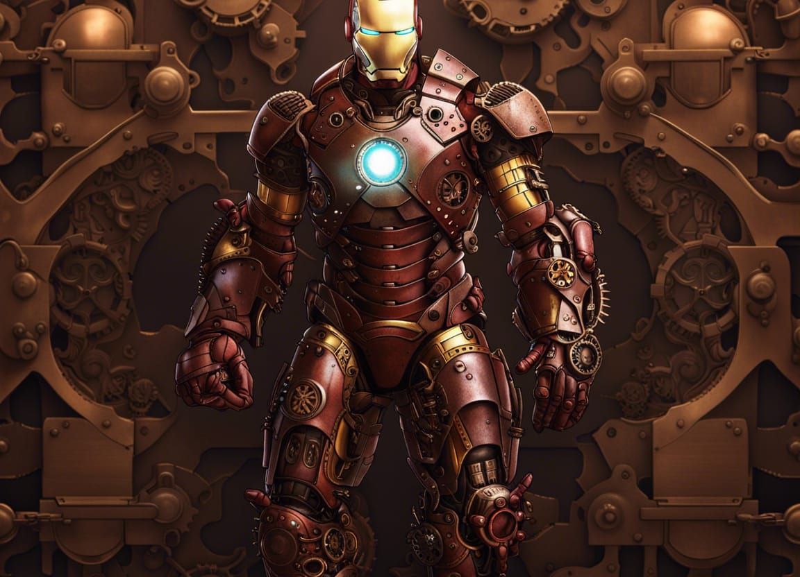 Steampunk Iron Man in Anime Style