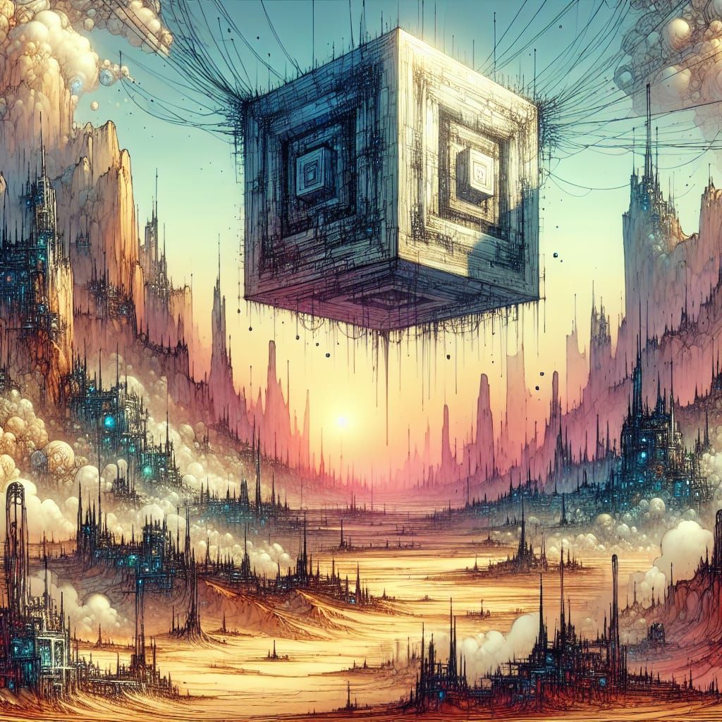 Ominous Cube Structure in a Desert of Wonder