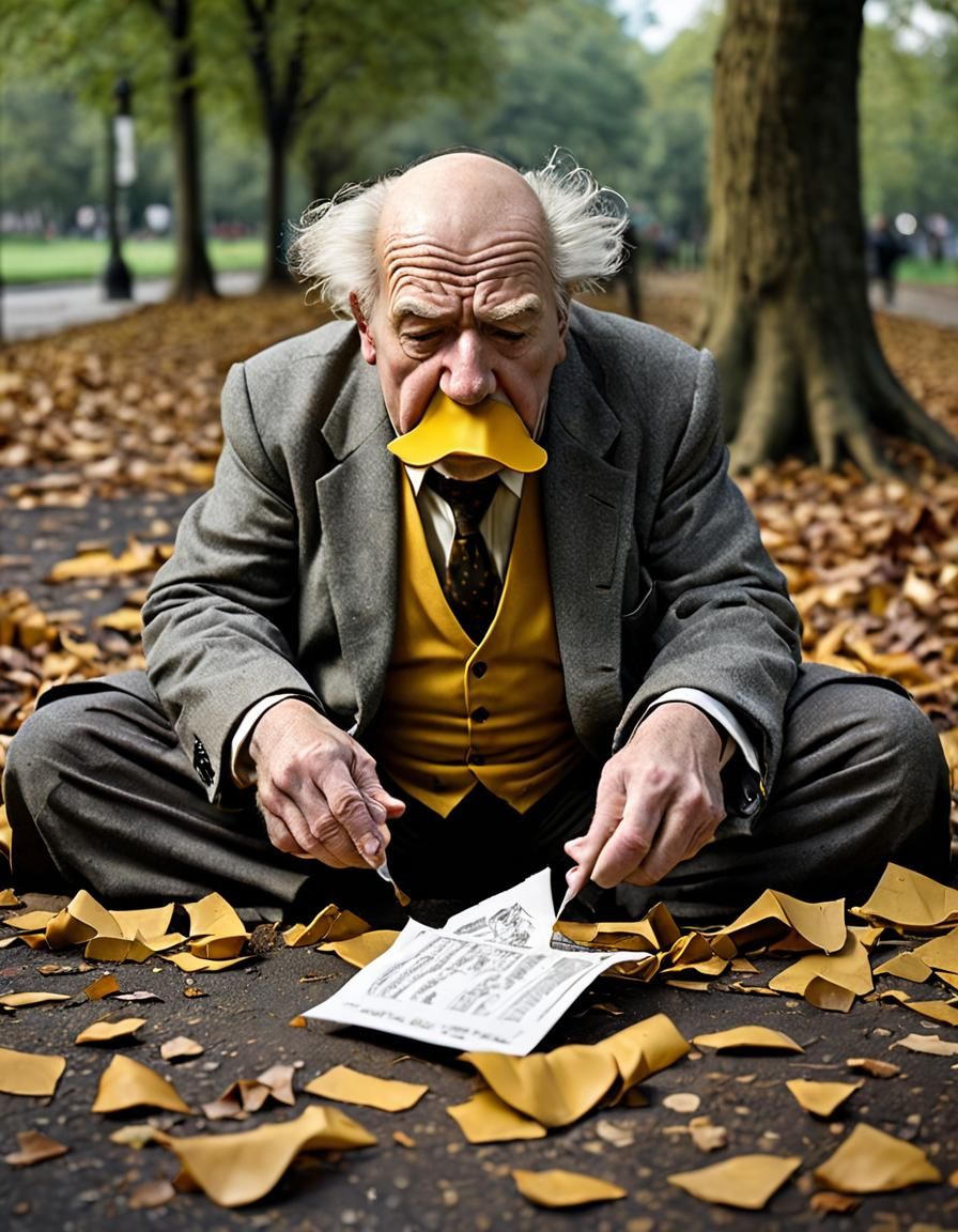 Cartoon of a Miserly Man Sleeping Rough