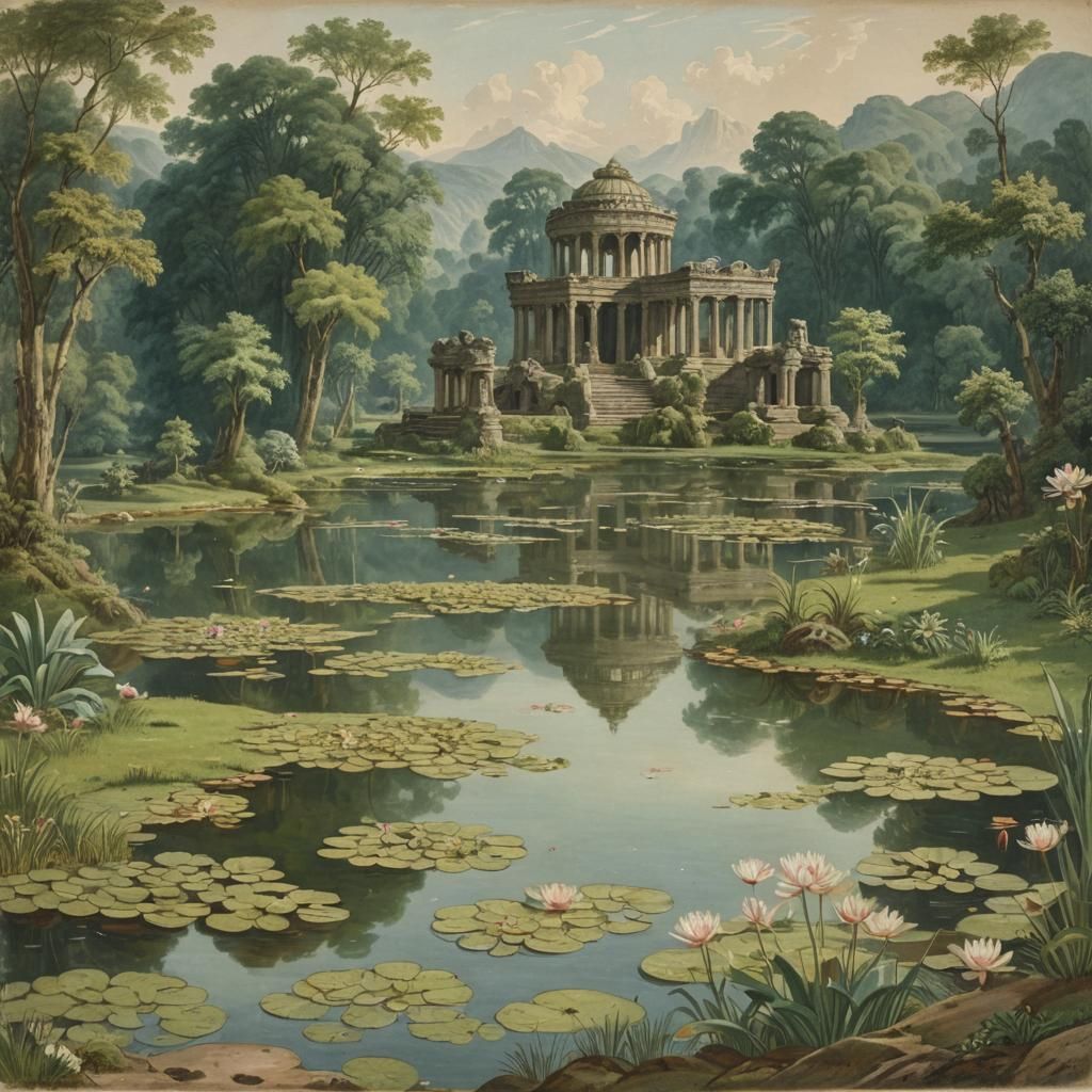 Landscape with River, Forest, and Ruined Temple