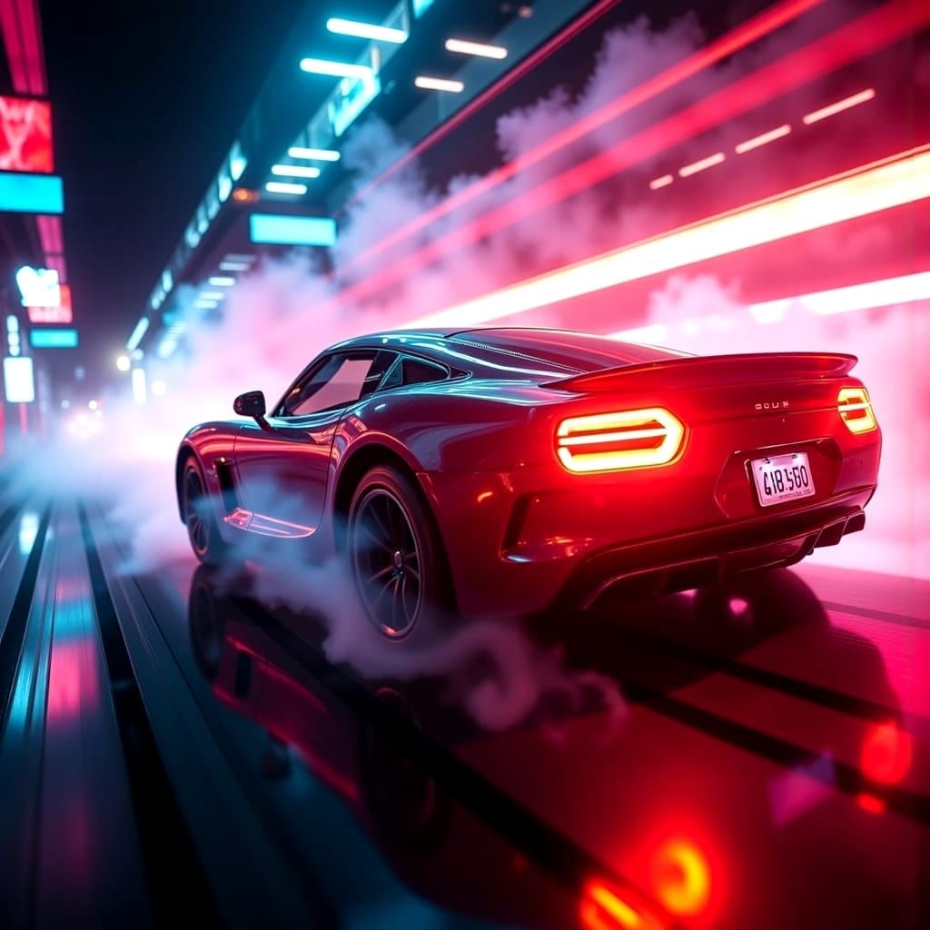 Cyberpunk Car Chase Scene in High Definition