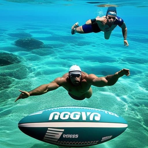 Underwater Rugby Match: Detailed Digital Illustration