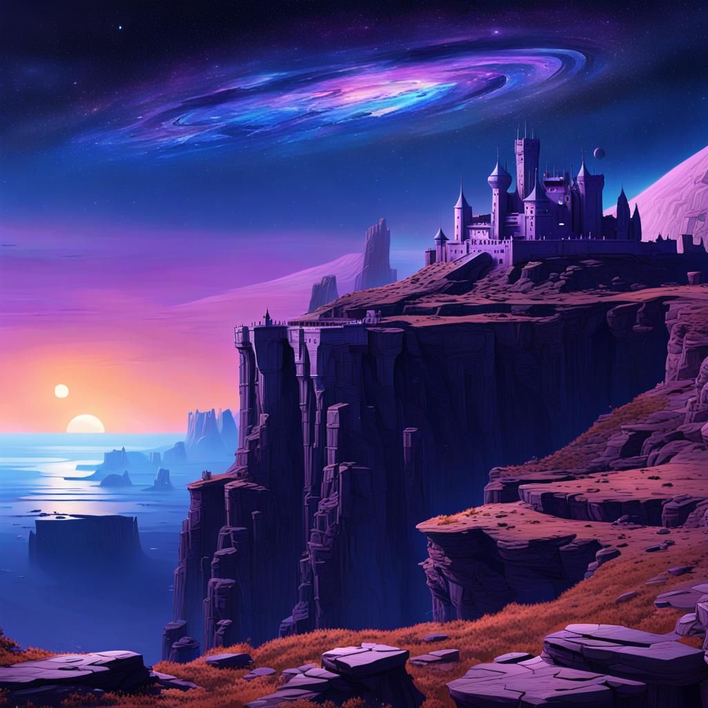Cosmic Fortress Digital Matte Painting